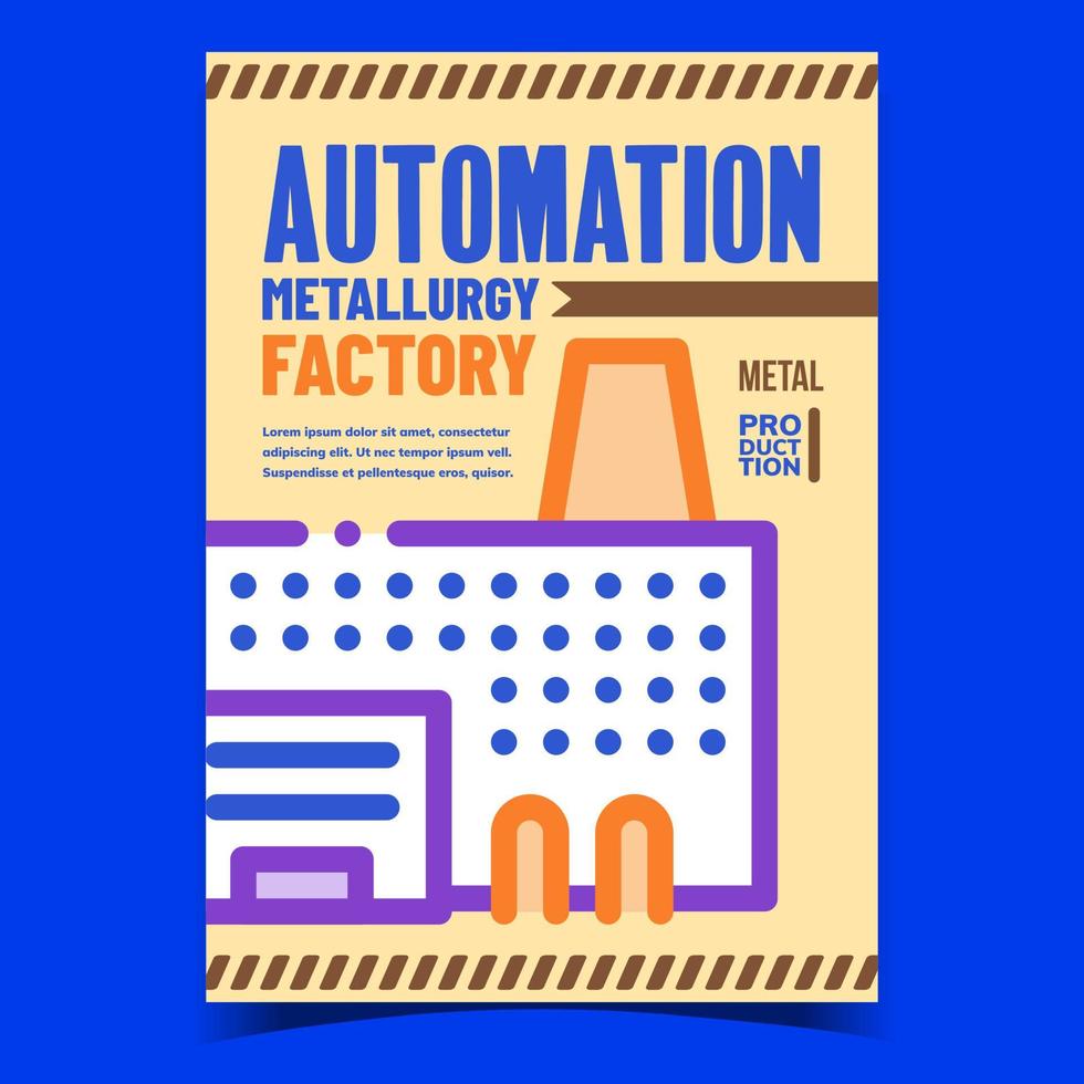 Automation Metallurgy Factory Promo Banner Vector