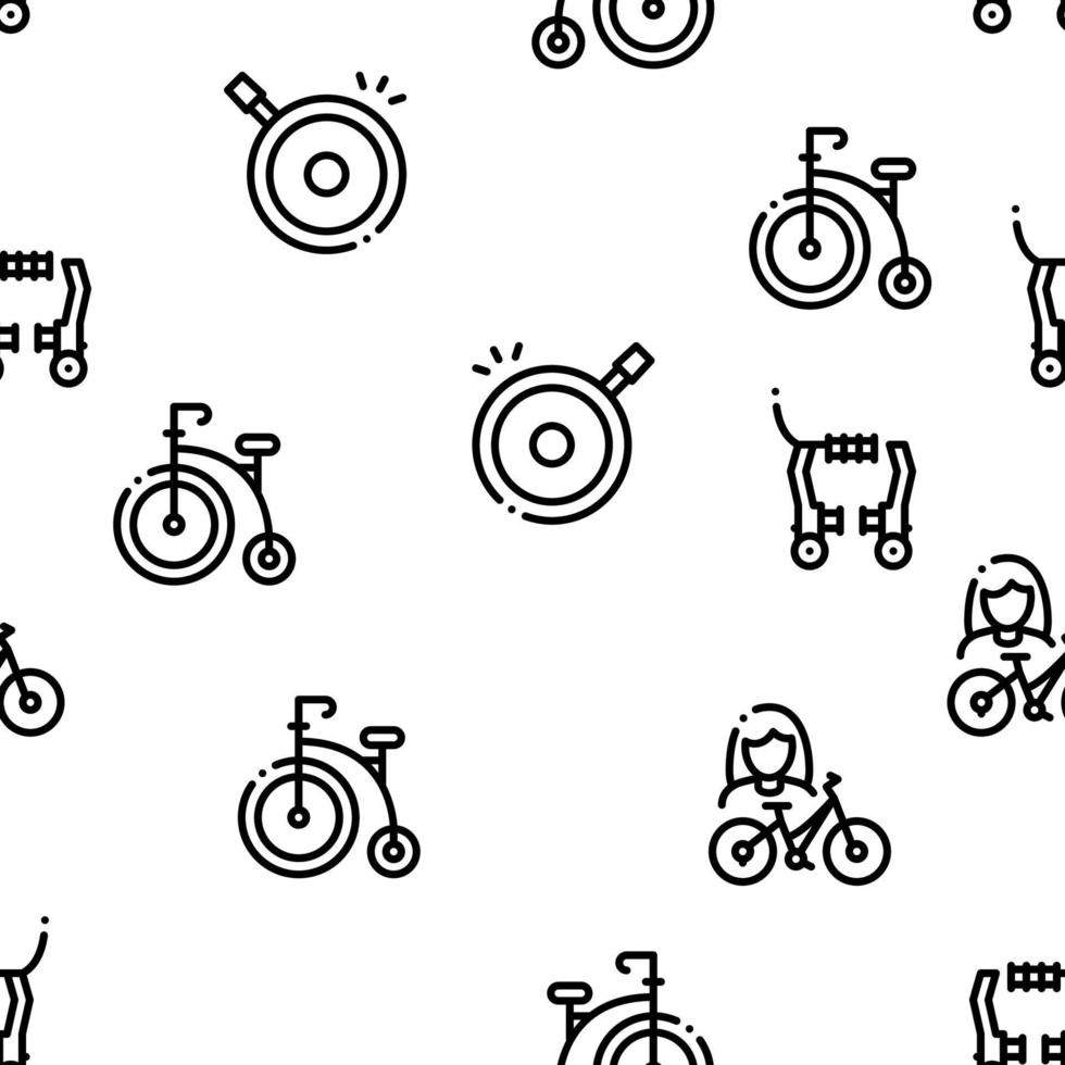 Bicycle Bike Details Seamless Pattern Vector