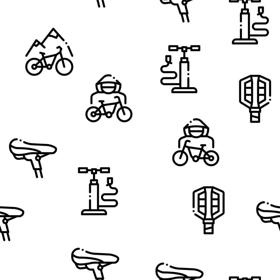 Bicycle Bike Details Seamless Pattern Vector