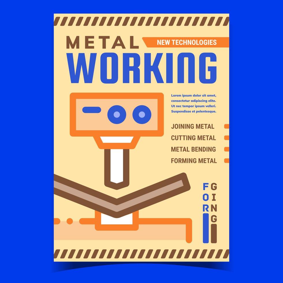 Metal Working Creative Advertise Poster Vector