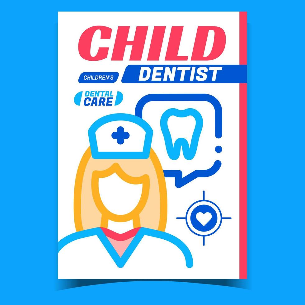 vector de cartel de publicidad creativa de dentista infantil
