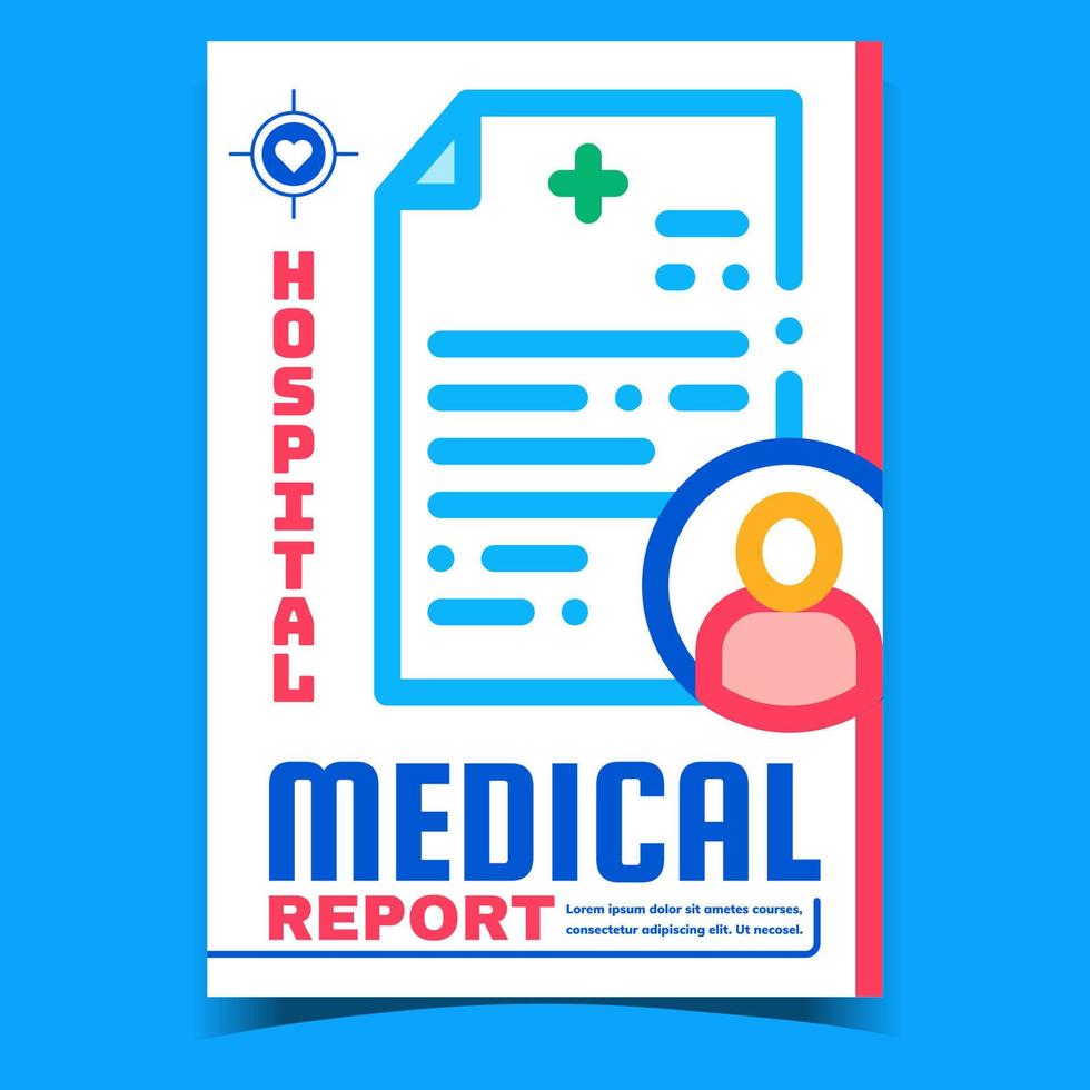 Hospital Medical Report Advertising Banner Vector