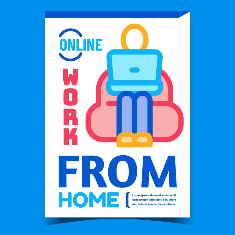 Online Work From Home Promotional Banner Vector