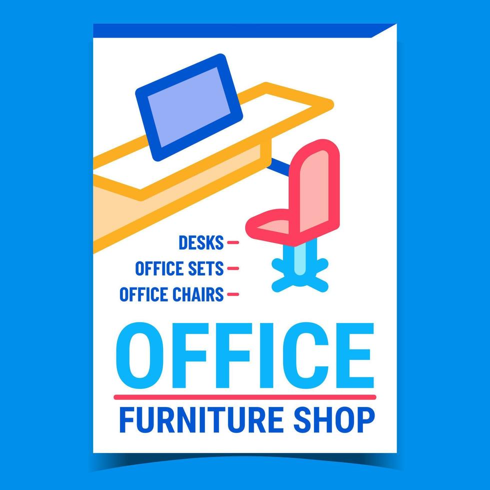 Office Furniture Shop Promotional Poster Vector