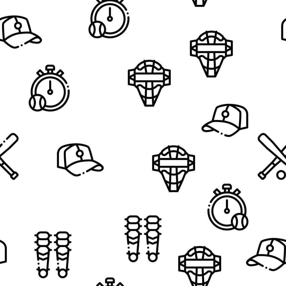 Baseball Game Tools Seamless Pattern Vector