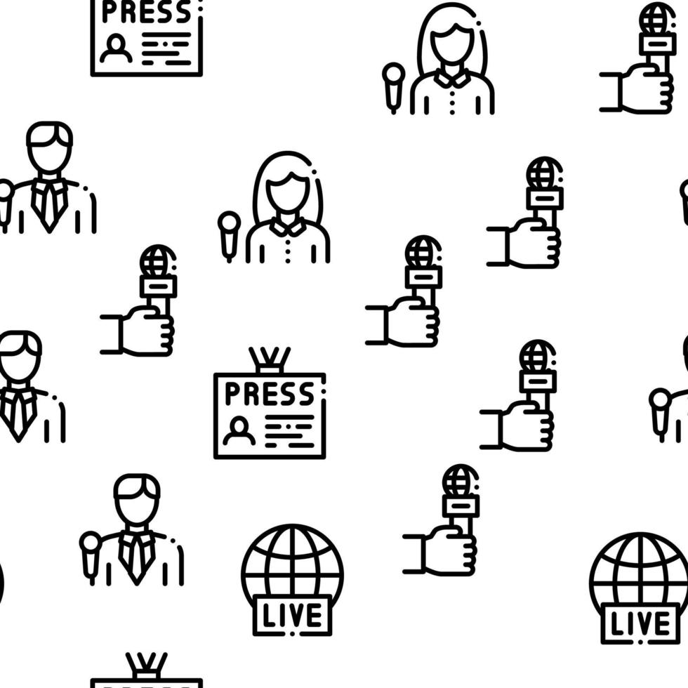 Journalist Reporter Seamless Pattern Vector