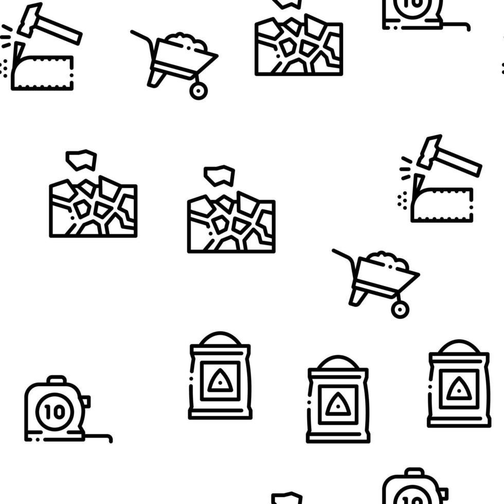 Bricklayer Industry Seamless Pattern Vector