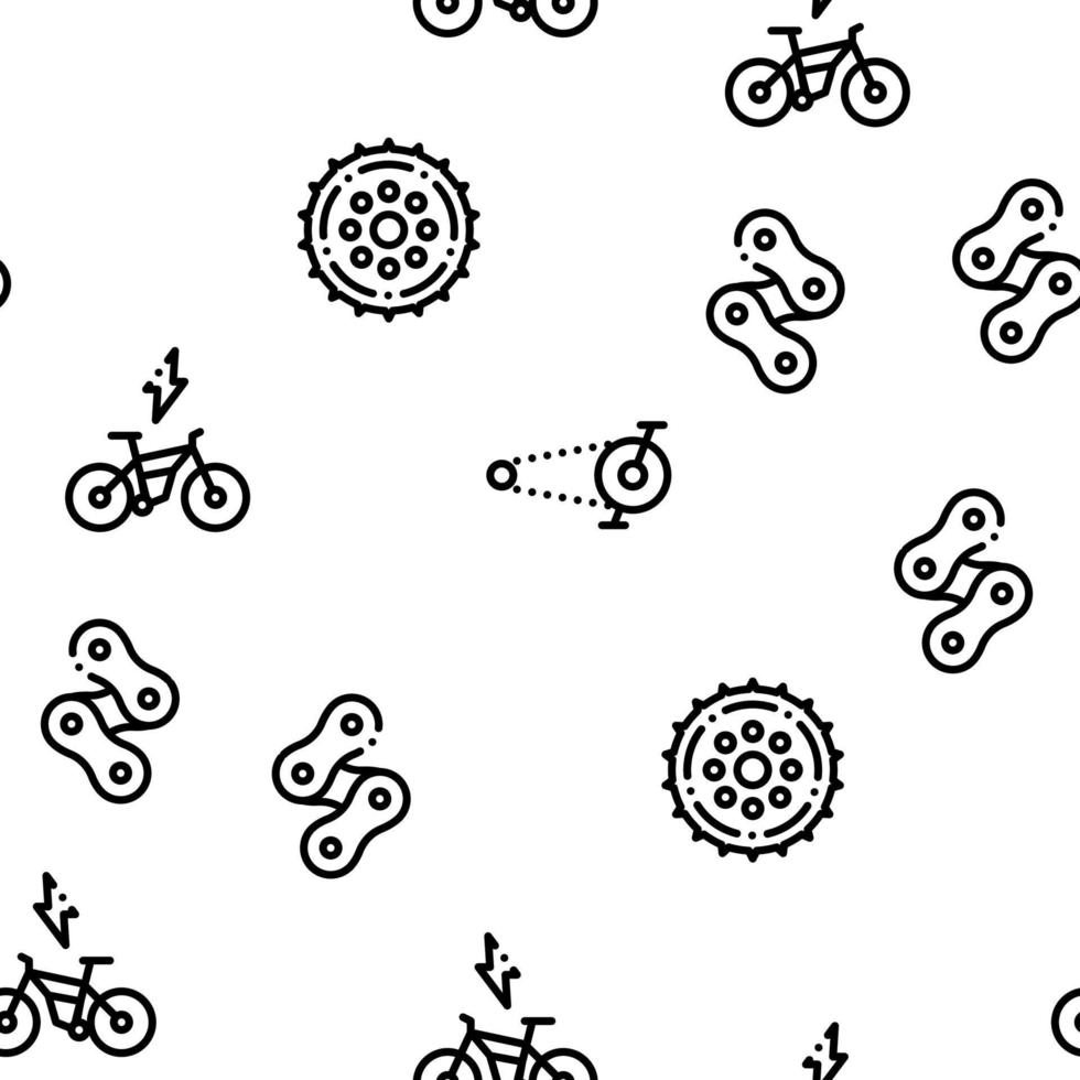Bicycle Bike Details Seamless Pattern Vector