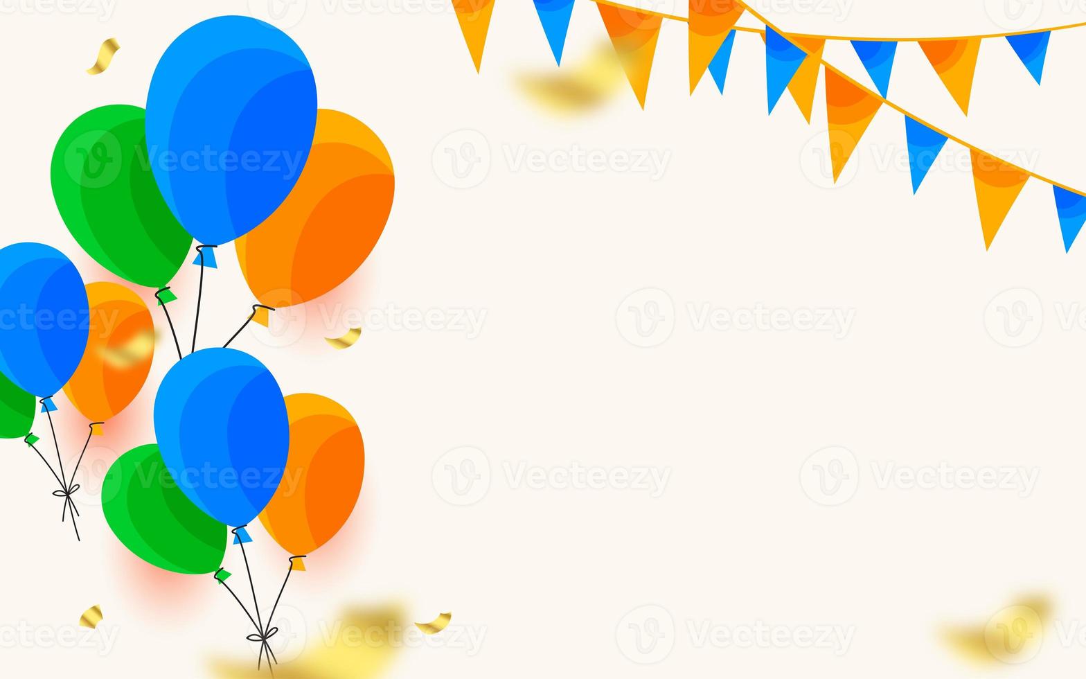 Happy birthday background with balloon and confetti photo