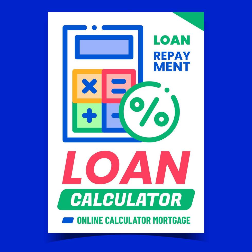 vector de banner de promoción creativa de calculadora de préstamo