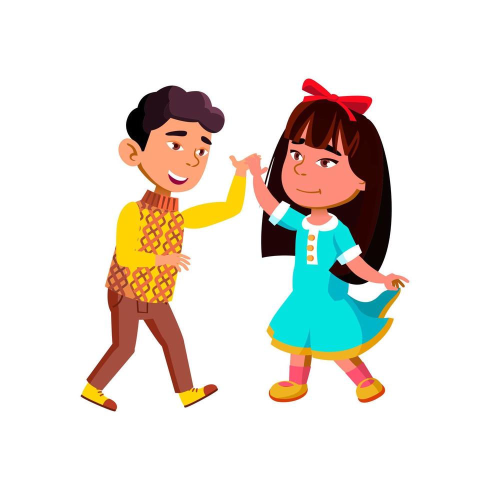 Boy And Girl Kids Couple Dancing Together Vector