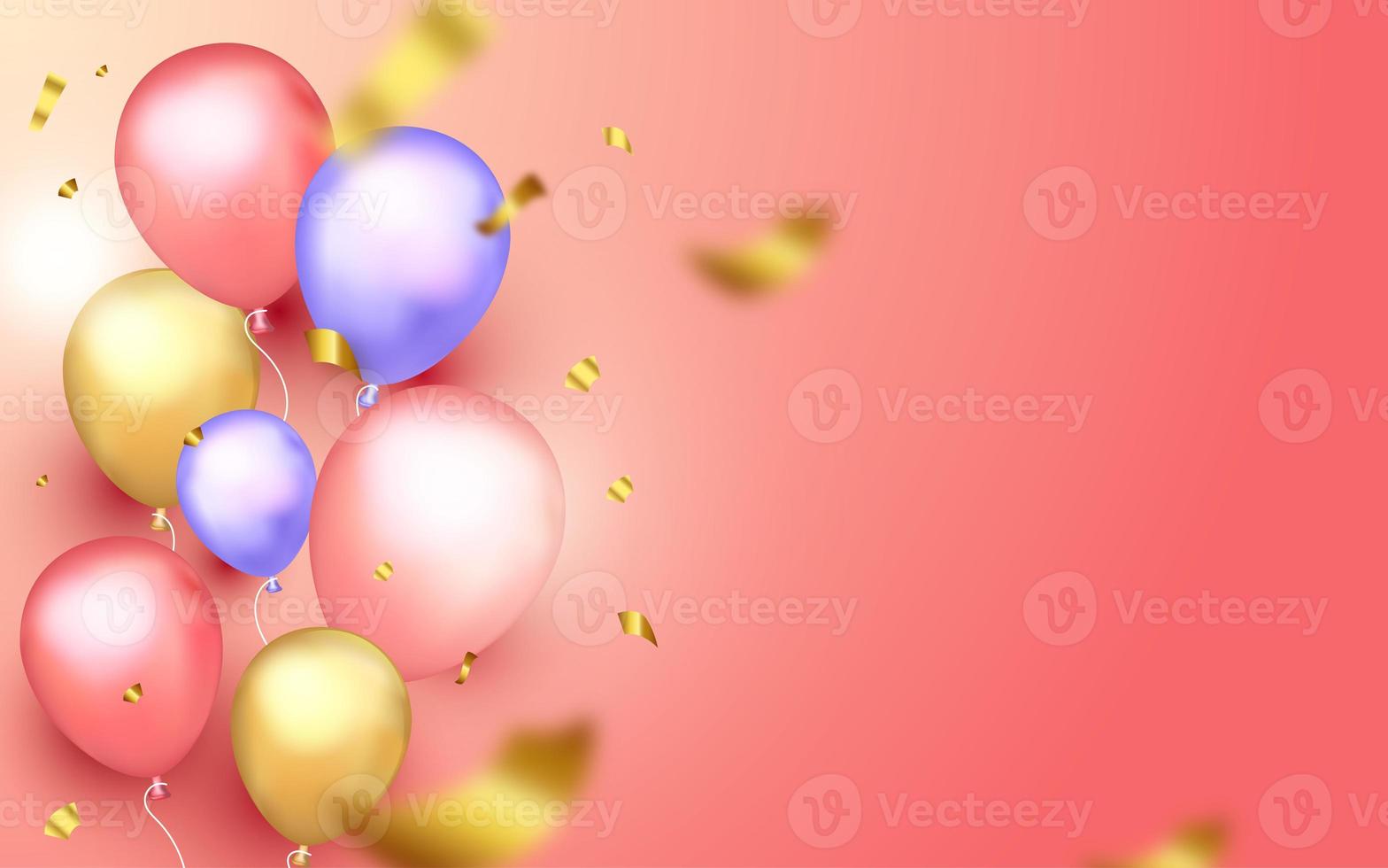 fondo de feliz cumpleaños con globo y confeti foto