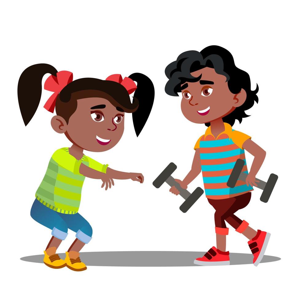 niñas y niños haciendo vectores de ejercicios gimnásticos. ilustración aislada