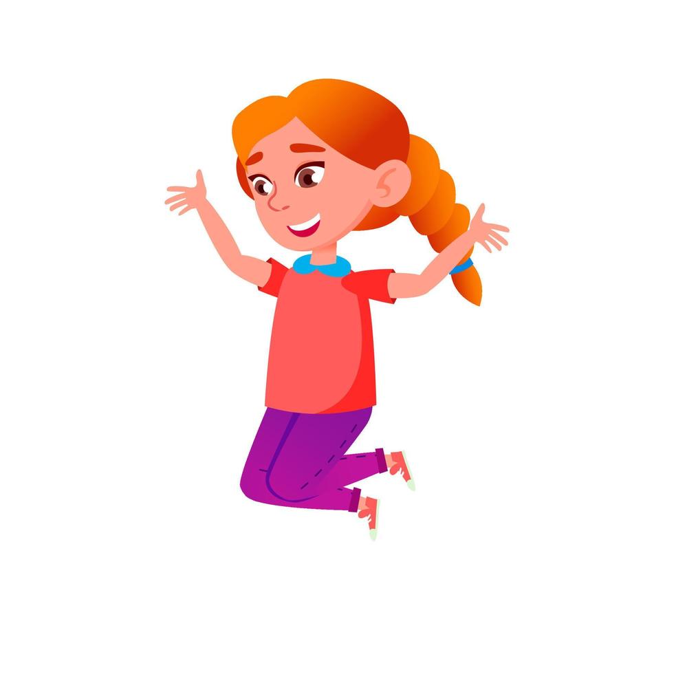 Happy jumping teen girl vector