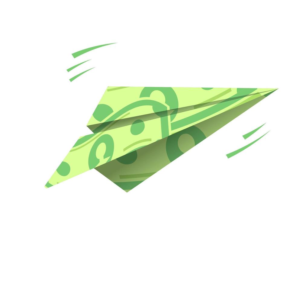Paper Airplane Of Dollars Vector, Flying Money. Illustration vector