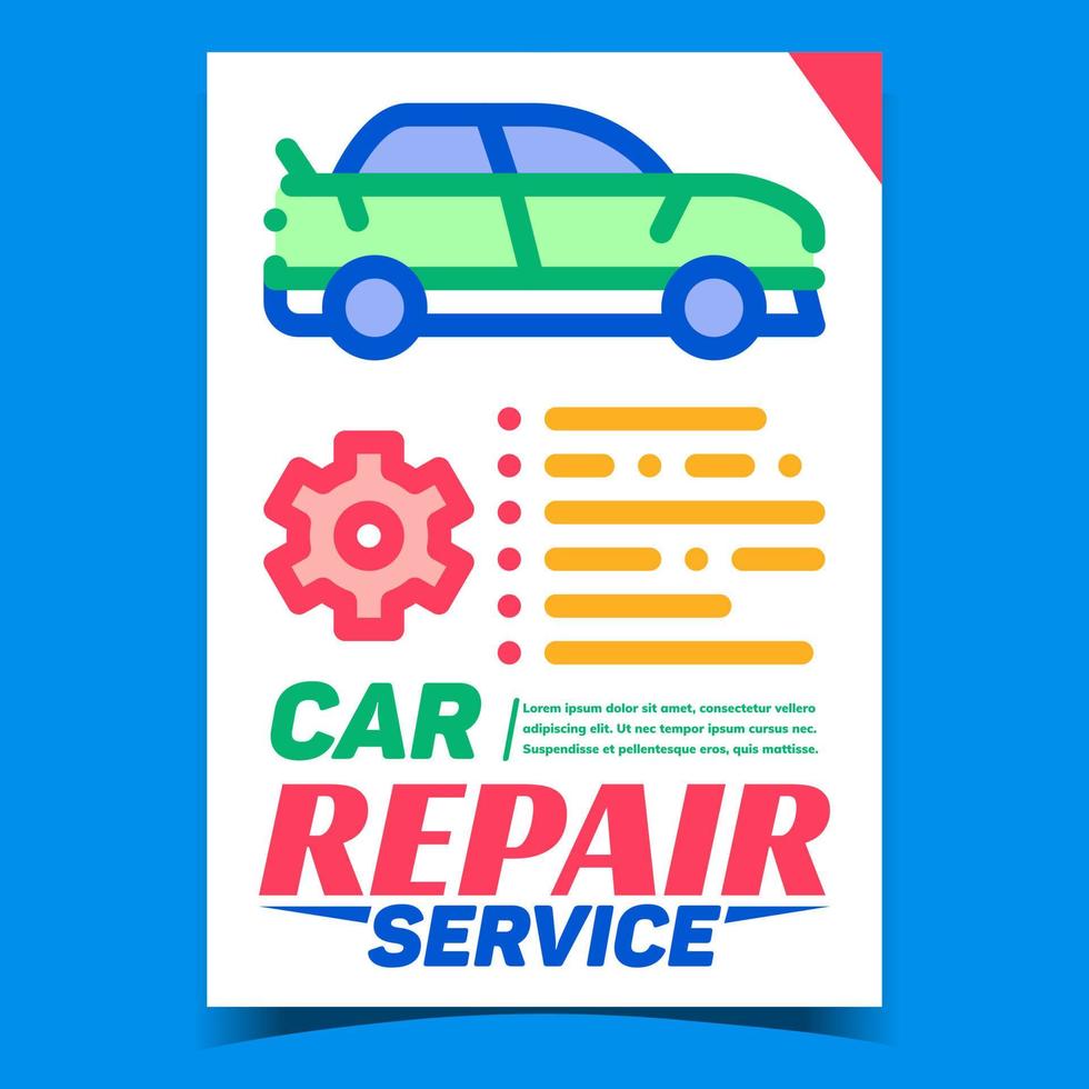 Car Repair Service Creative Promo Banner Vector