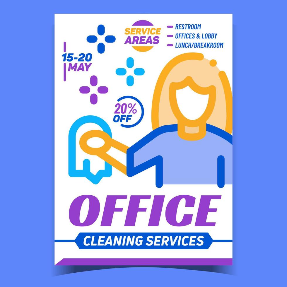 Office Cleaning Service Advertising Poster Vector