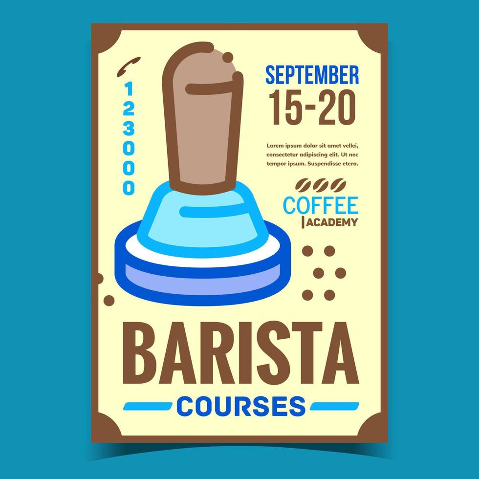 vector de banner de publicidad creativa de cursos de barista