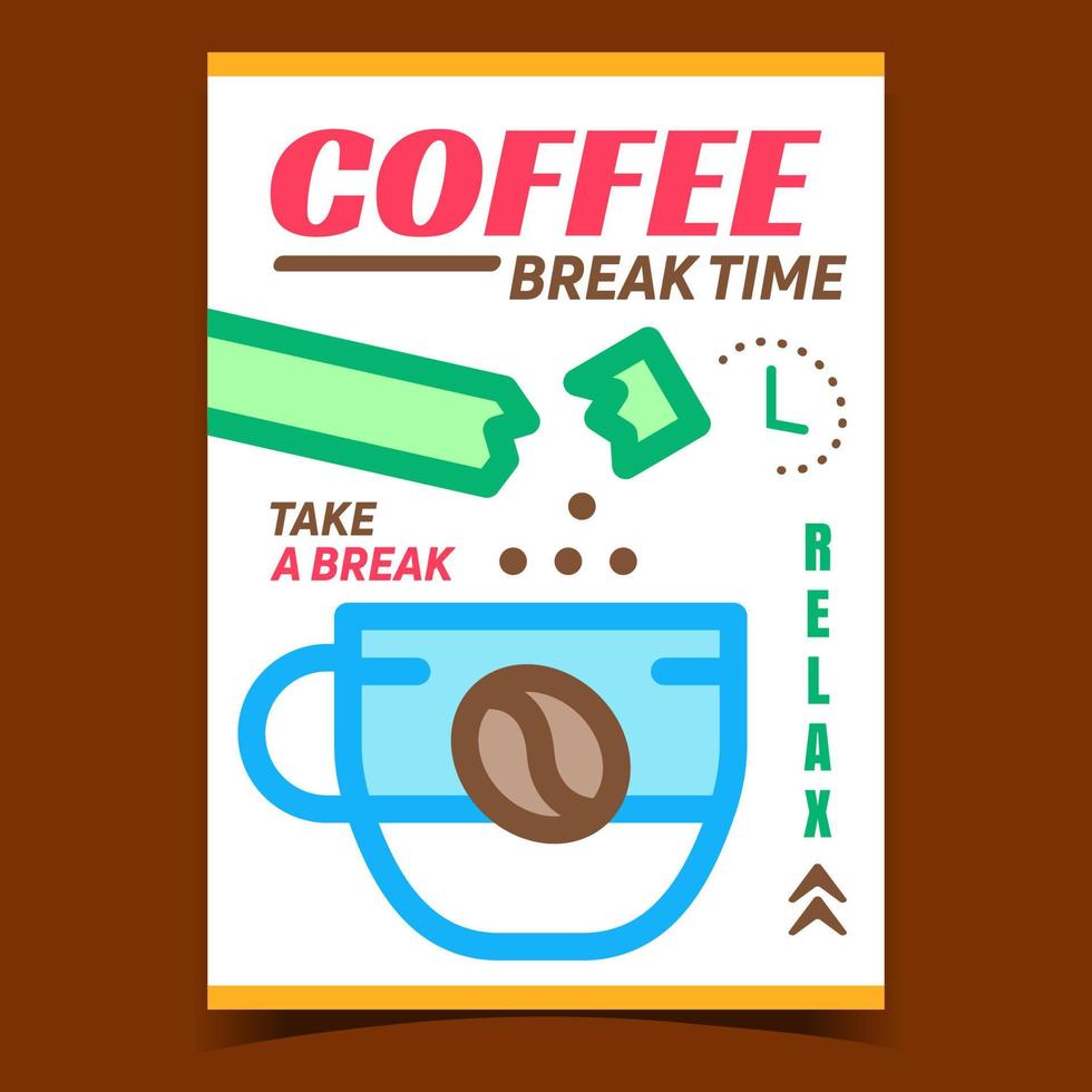 vector de banner de publicidad creativa de tiempo de freno de café