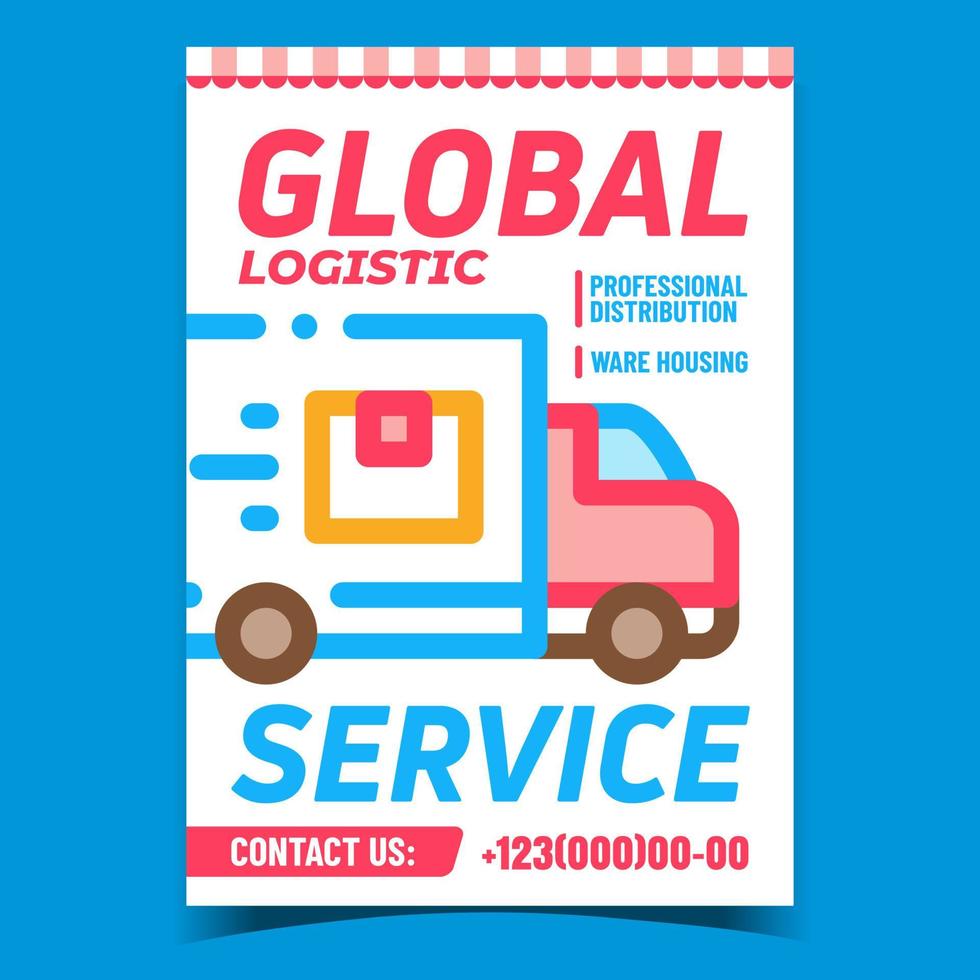 vector de banner publicitario de servicio logístico global