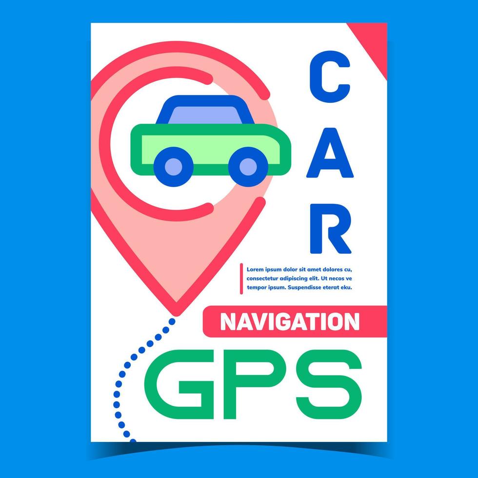 Car Gps Navigation Creative Promo Banner Vector