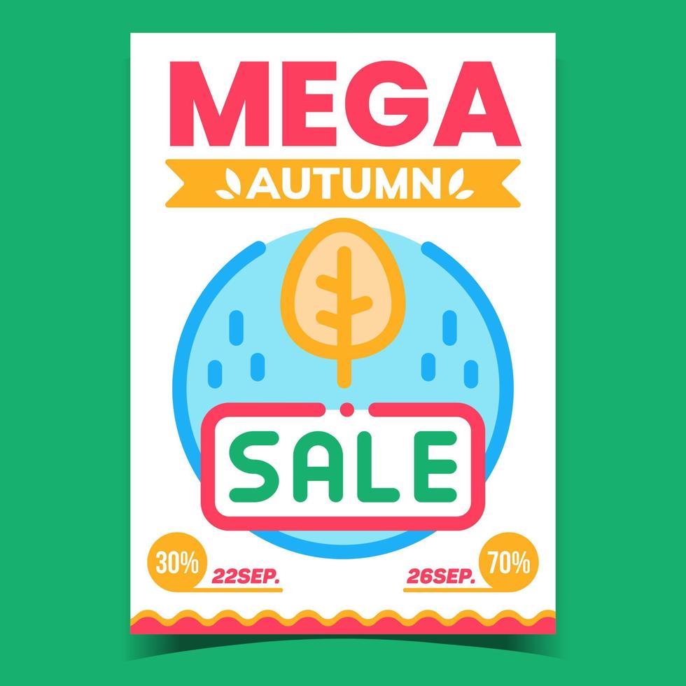 vector de cartel de promoción creativa de mega venta de otoño