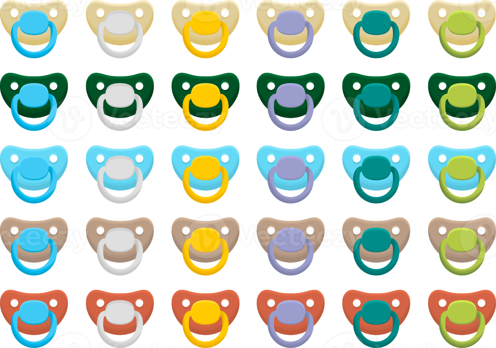 big set baby pacifiers, dummy with rubber nipple 17391402 PNG
