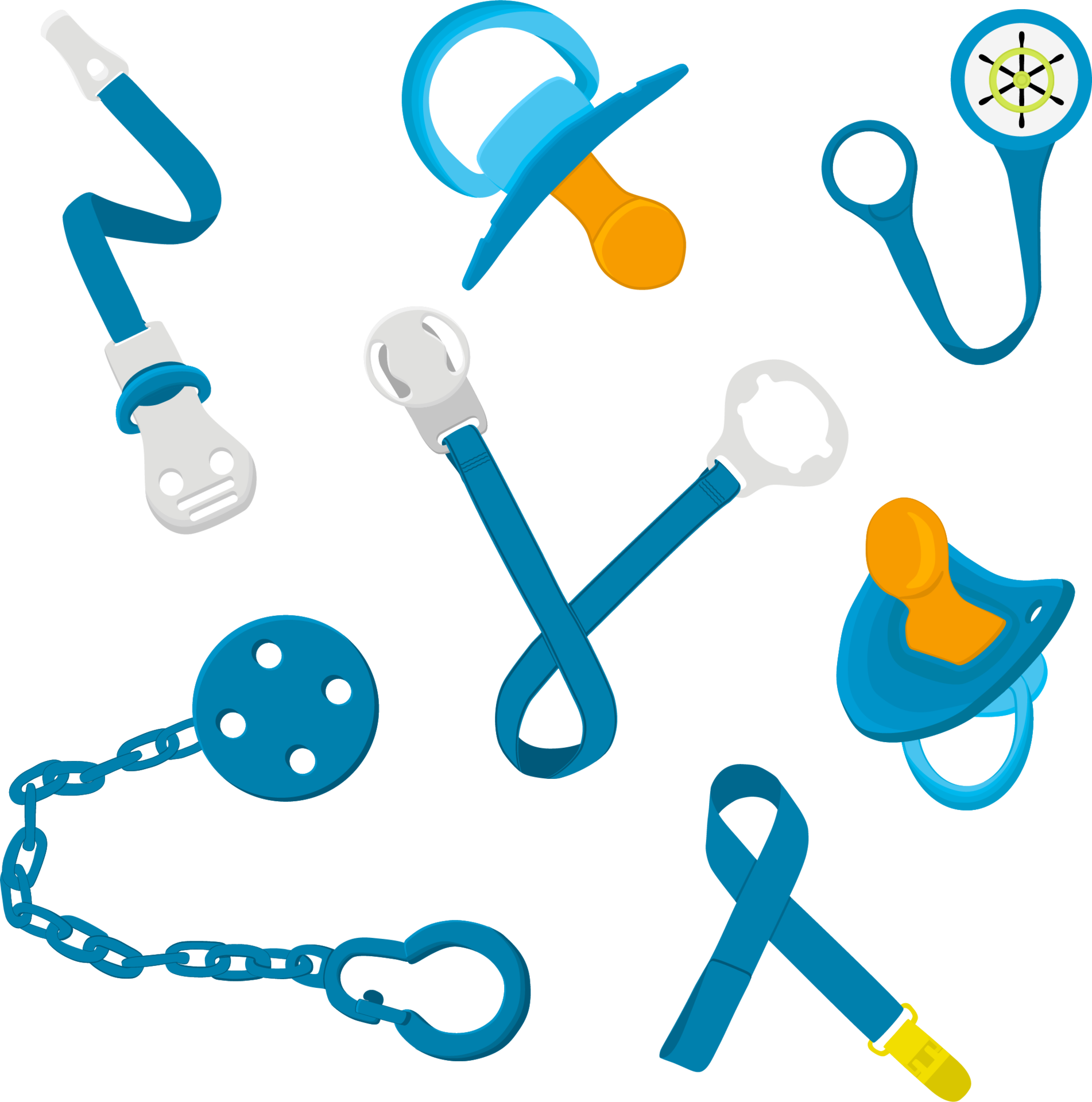 big set baby pacifiers, dummy with rubber nipple 17391474 PNG