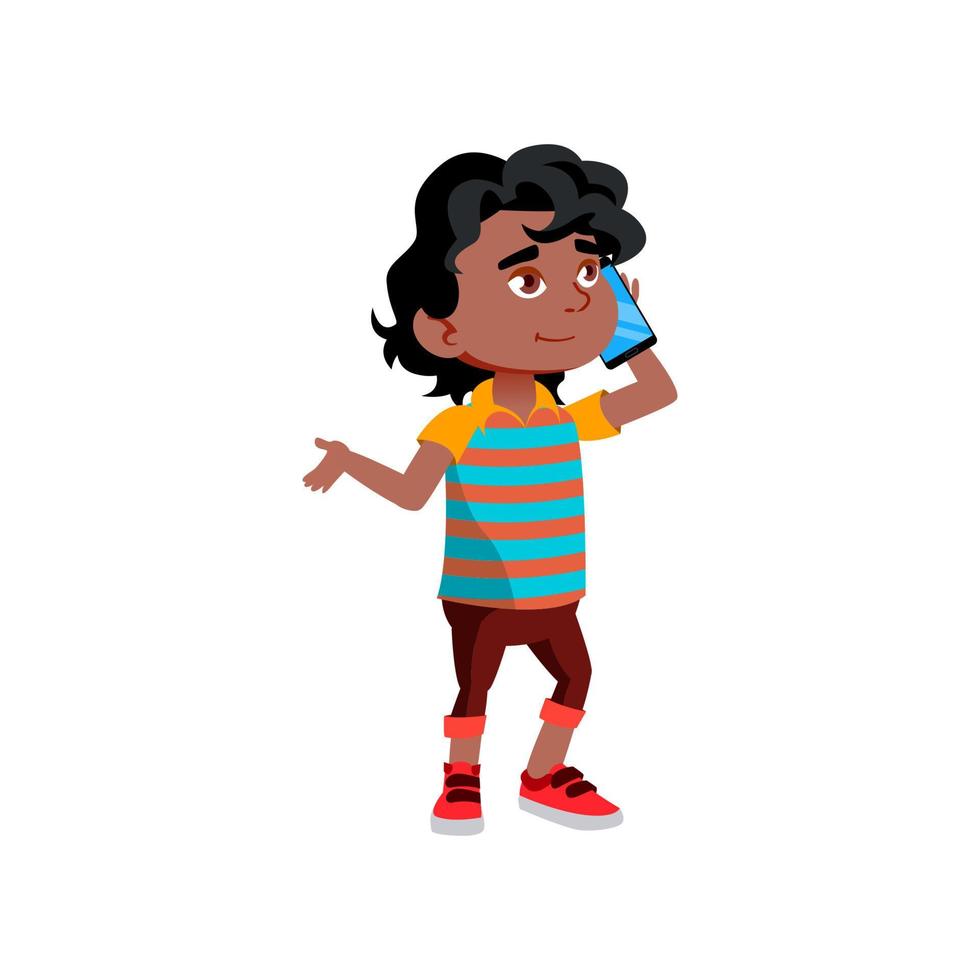 Boy Kid Calling And Talking On Smartphone Vector