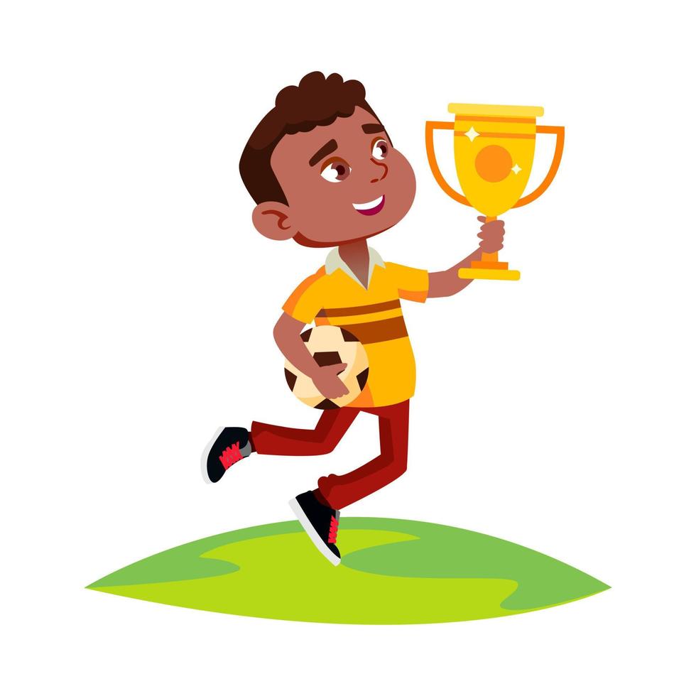 Boy Celebrate Victory In Soccer Competition Vector