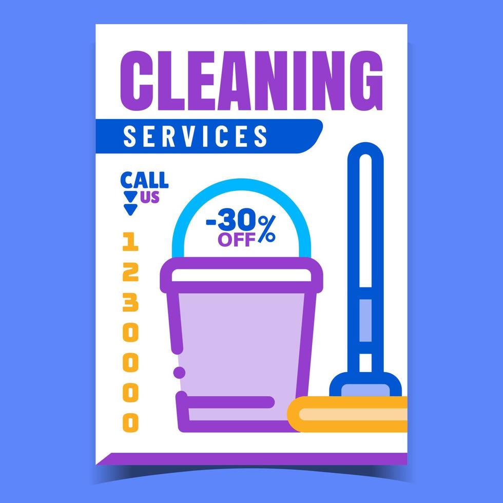 Cleaning Service Creative Advertise Banner Vector