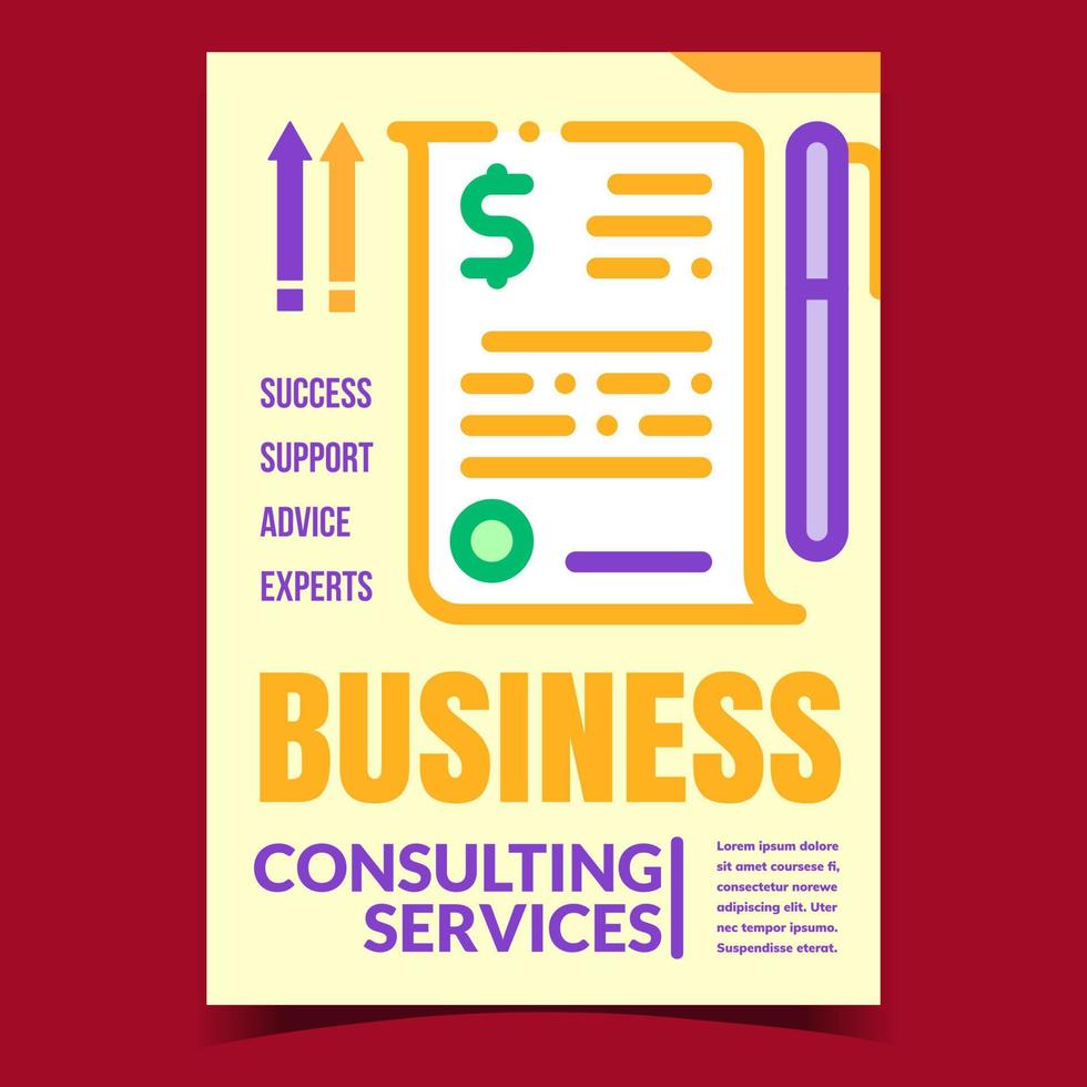 Business Consulting Services Promo Poster Vector