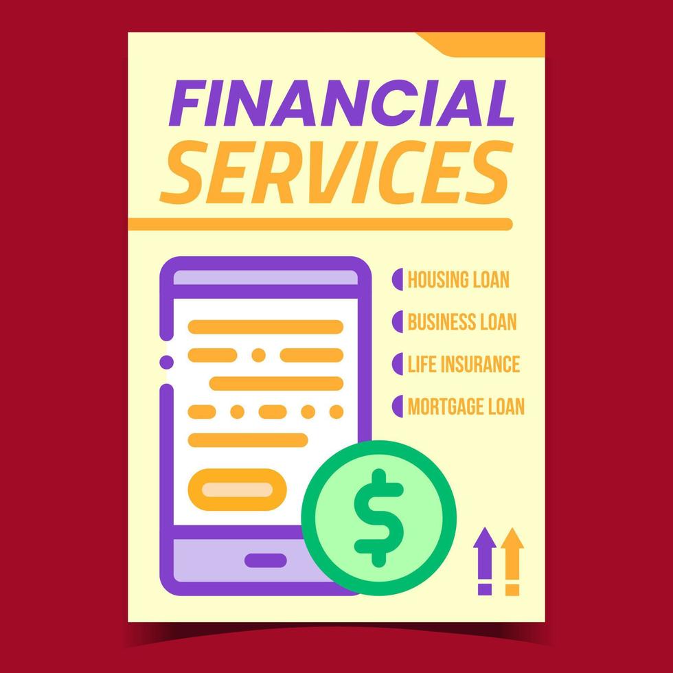 vector de cartel de promoción creativa de servicios financieros