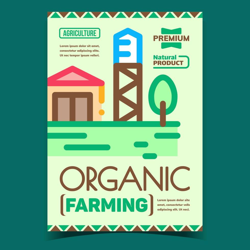 vector de banner de publicidad de productos de agricultura orgánica