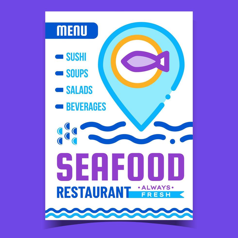 Seafood Restaurant Creative Promo Poster Vector