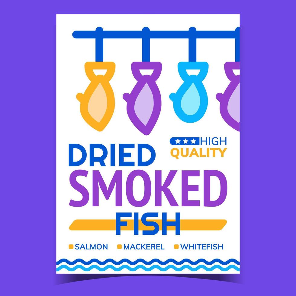 Dried Smoked Fish Creative Advertise Banner Vector