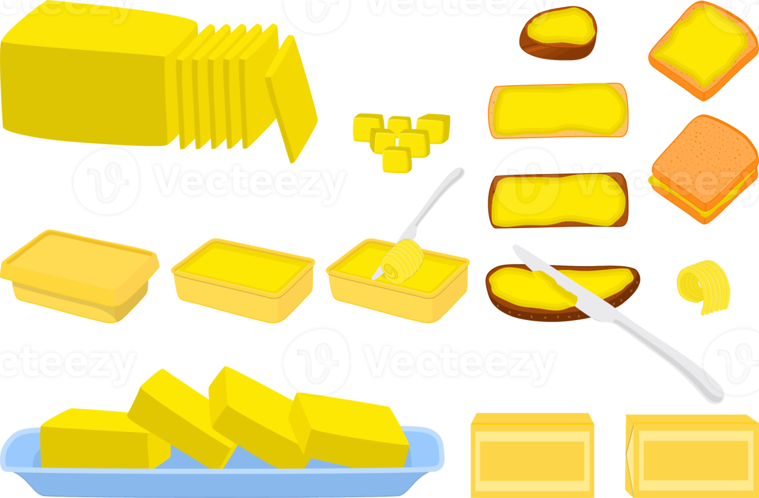 verschiedene süße schmackhafte Butter png