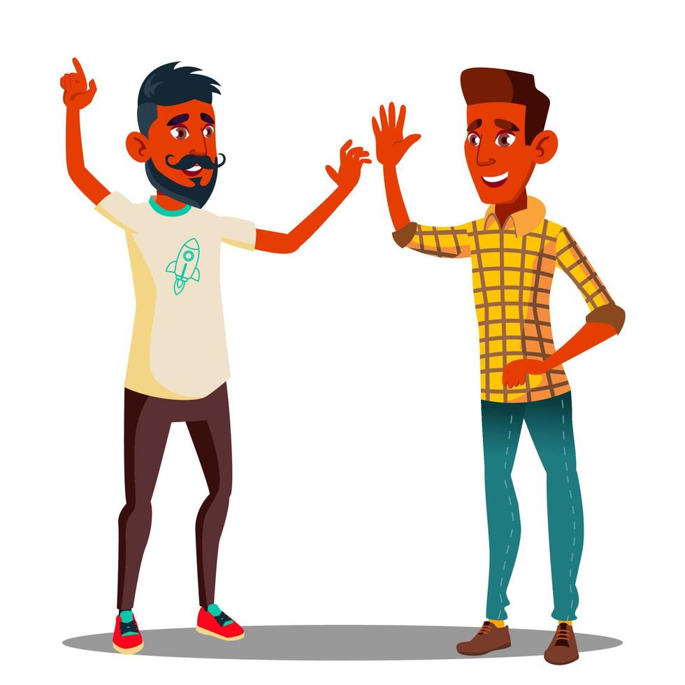 Teamwork, Colleagues Giving Five To Each Other Vector. Isolated Illustration vector