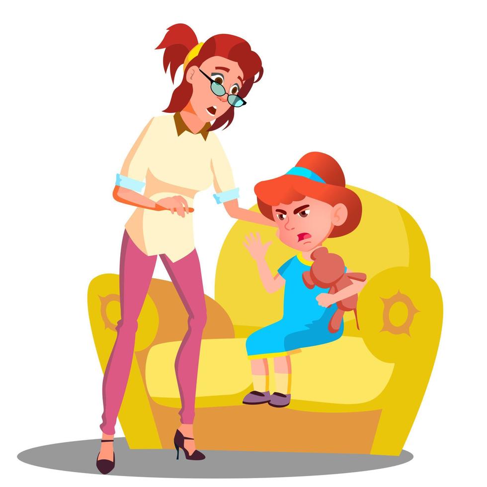 Mother Comforting Crying Child Vector. Isolated Illustration vector