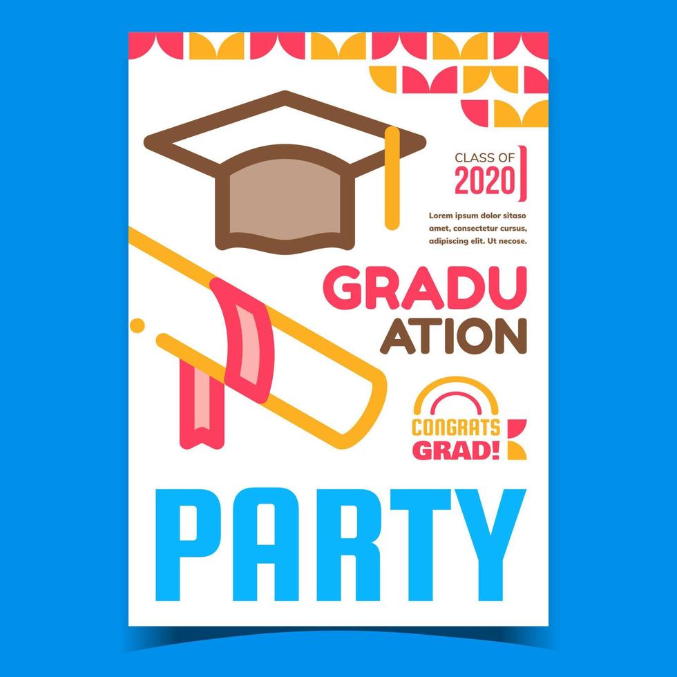 vector de banner de publicidad de evento de fiesta de graduación