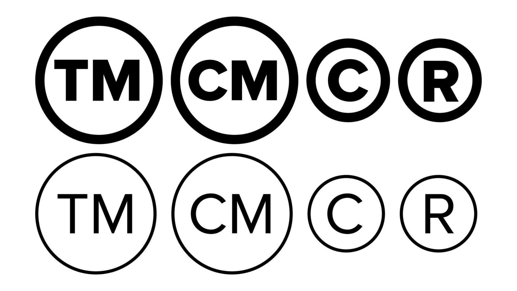 Copyright And Registered Trademark Icon Set Vector