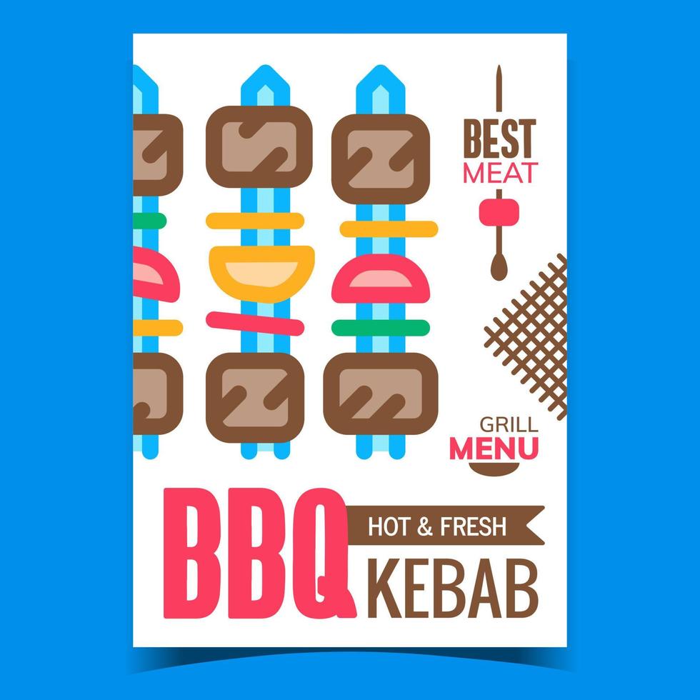 bbq kebab parrilla menú publicidad banner vector