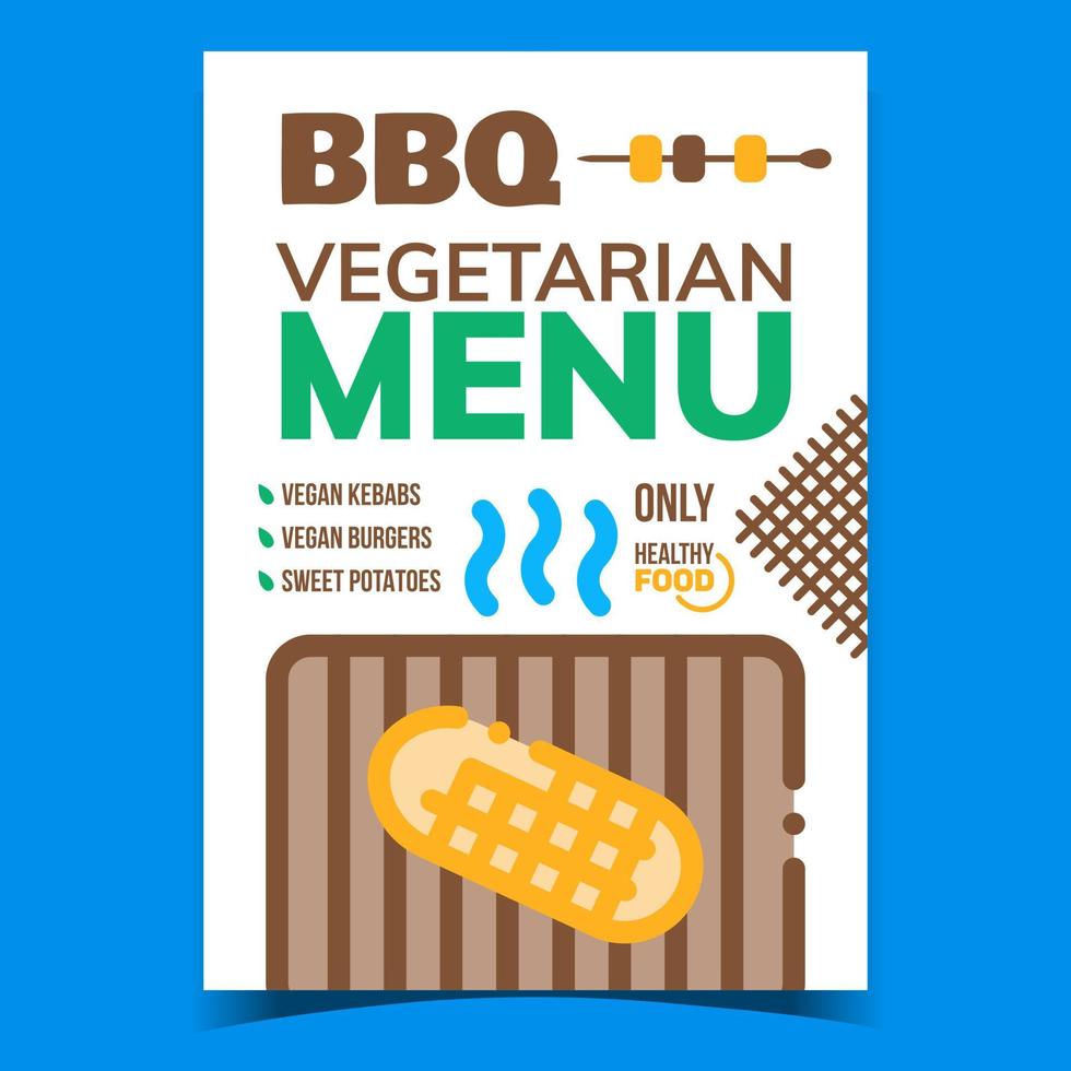 Bbq Vegetarian Menu Advertising Banner Vector