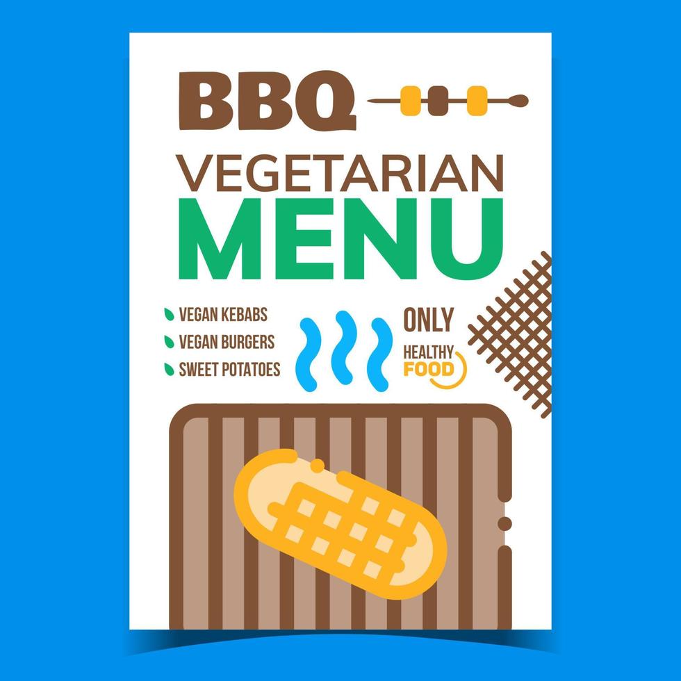 vector de banner de publicidad de menú vegetariano de barbacoa