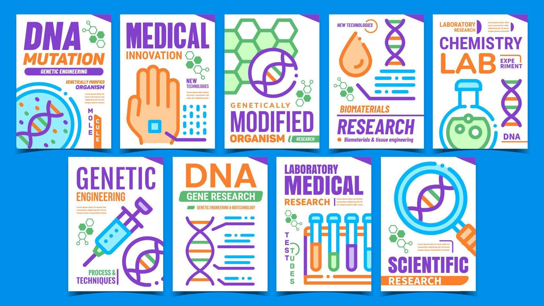 Biomaterials Creative Promotion Posters Set Vector