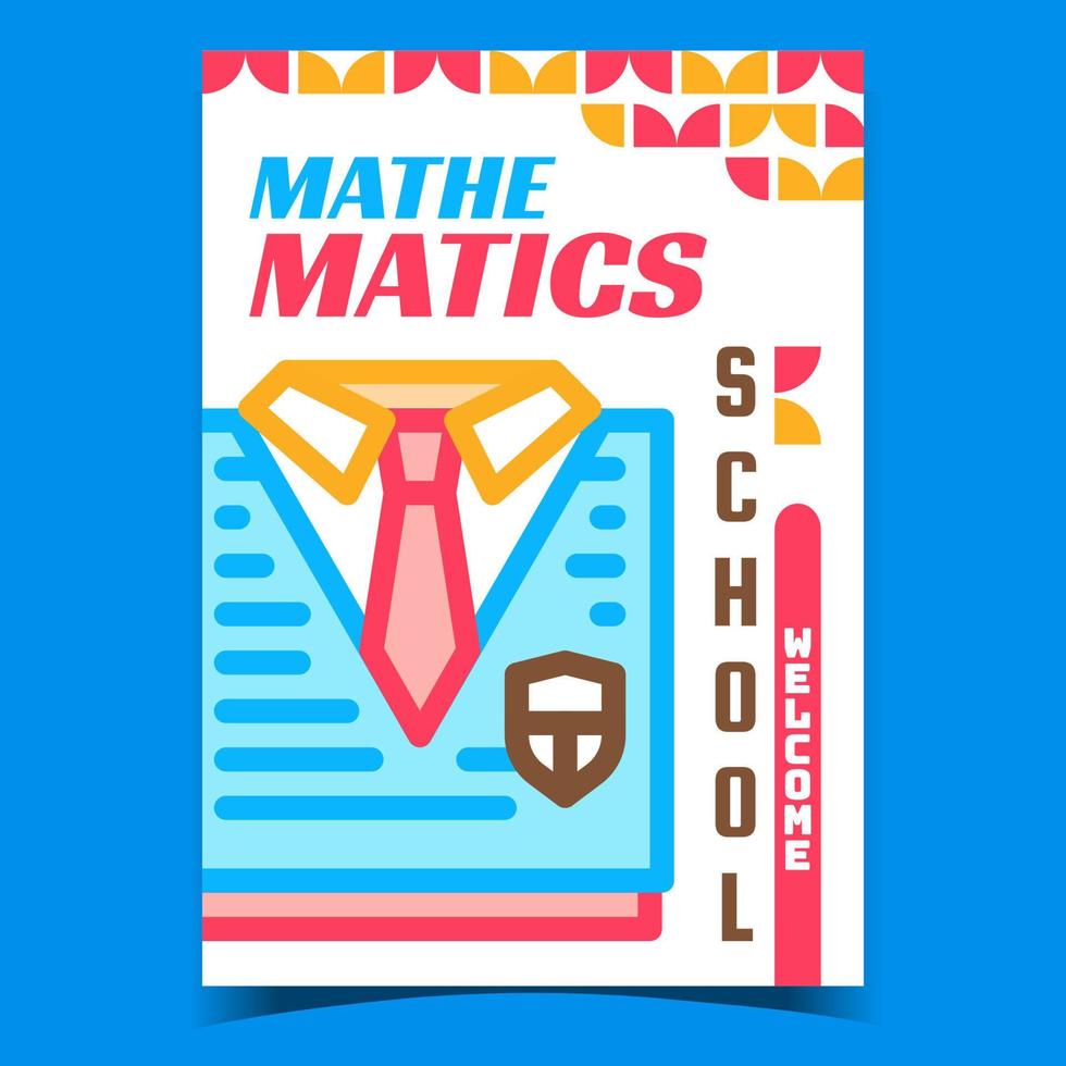 vector de banner de publicidad de bienvenida de la escuela de matemáticas
