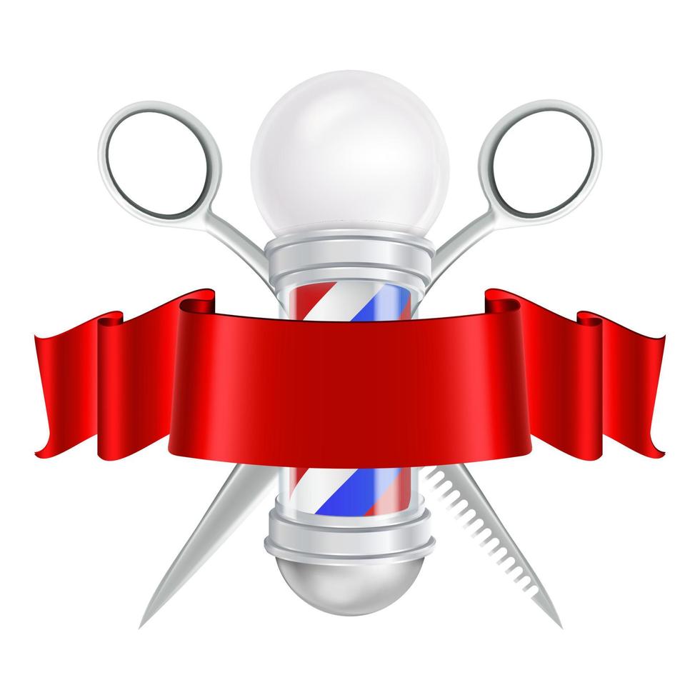 Barbershop Lamp Pole And Scissors Tool Vector