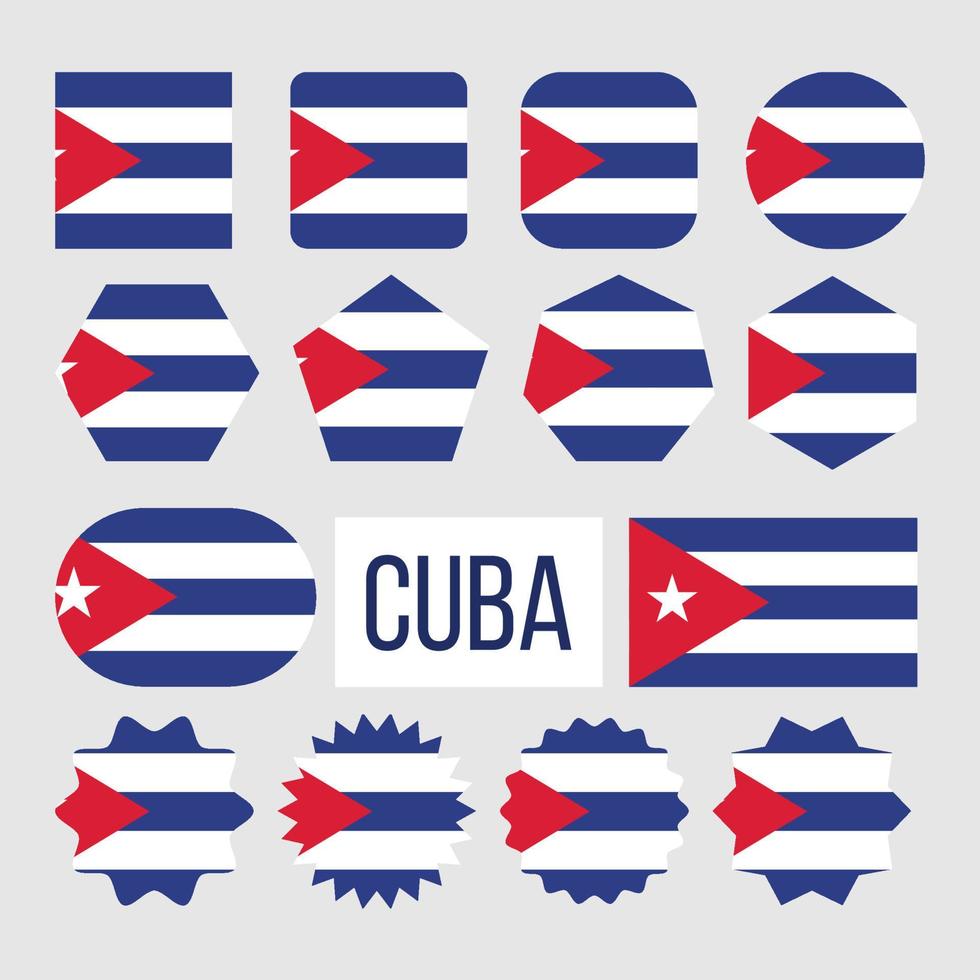 Cuba National Flag Collection Figure Set Vector