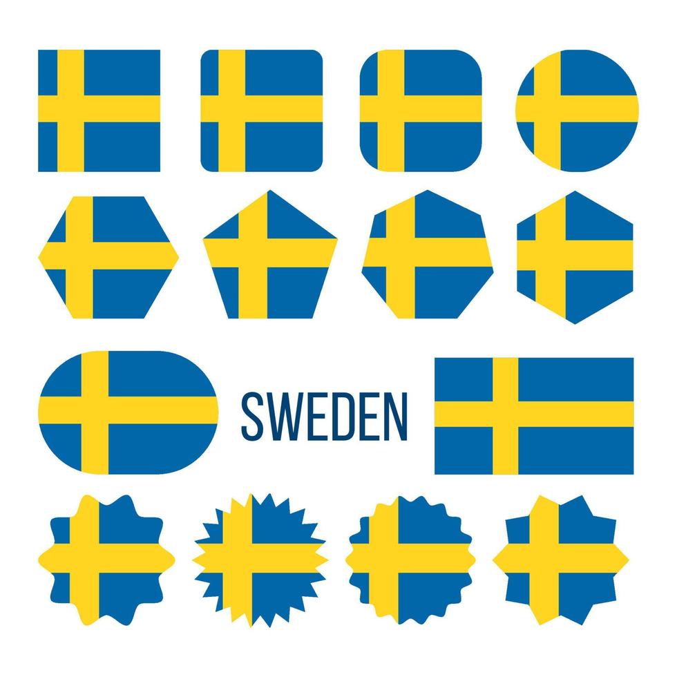 Sweden Flag Collection Figure Icons Set Vector