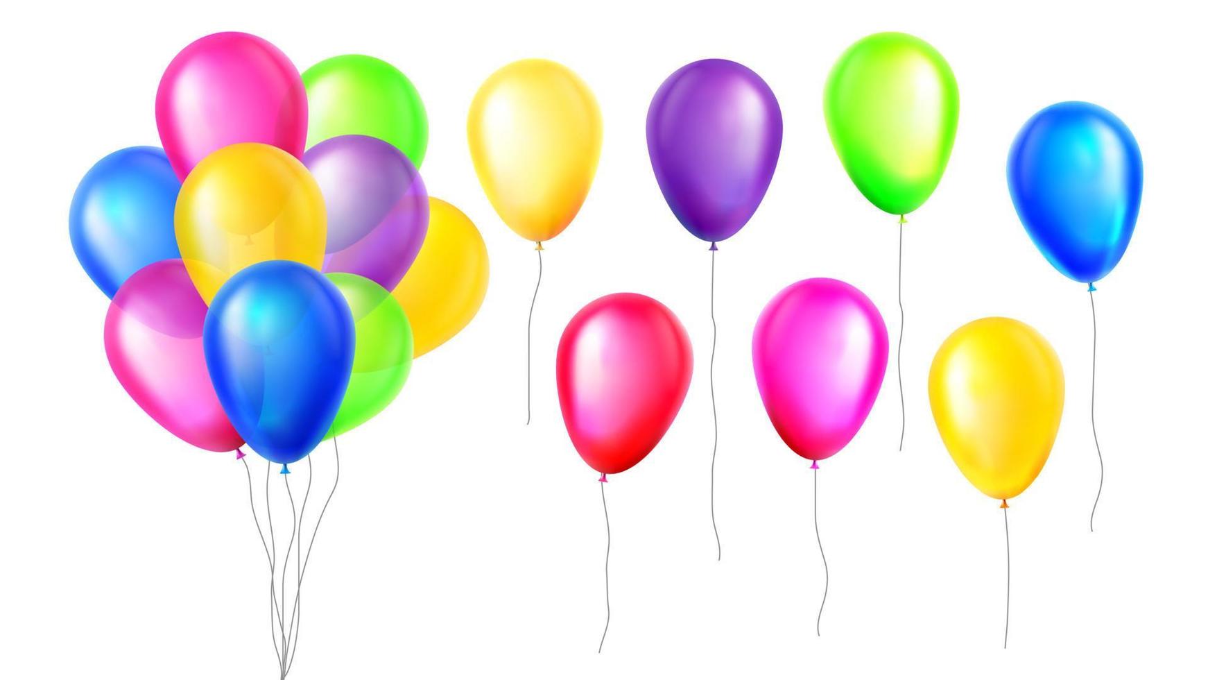 Design Multicolored Helium Air Balloons Set Vector